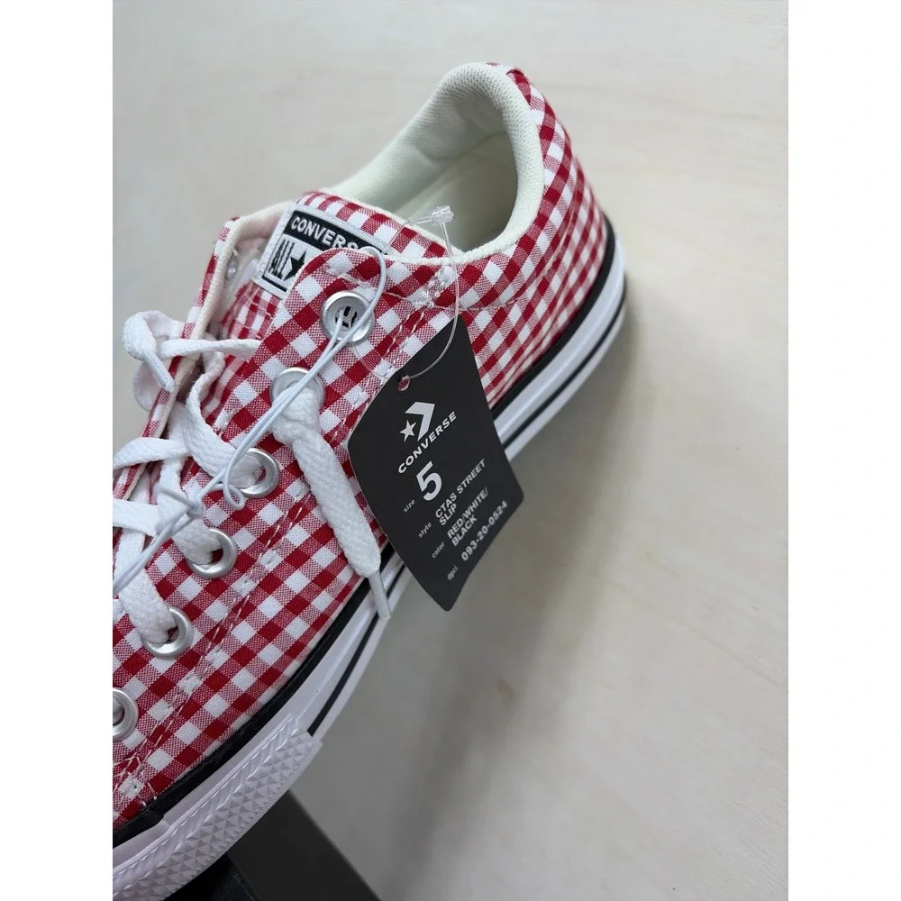 Converse CTAS Street Slip Red White Gingham Sneakers Size 5 NEW
